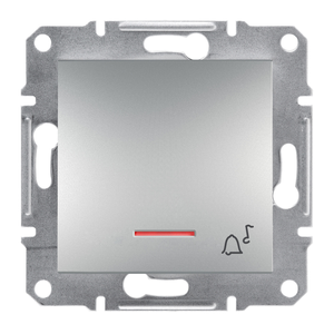 Выключатель одноклавишный кнопочный звонок с подсветкой алюминий ASFORA Schneider Electric